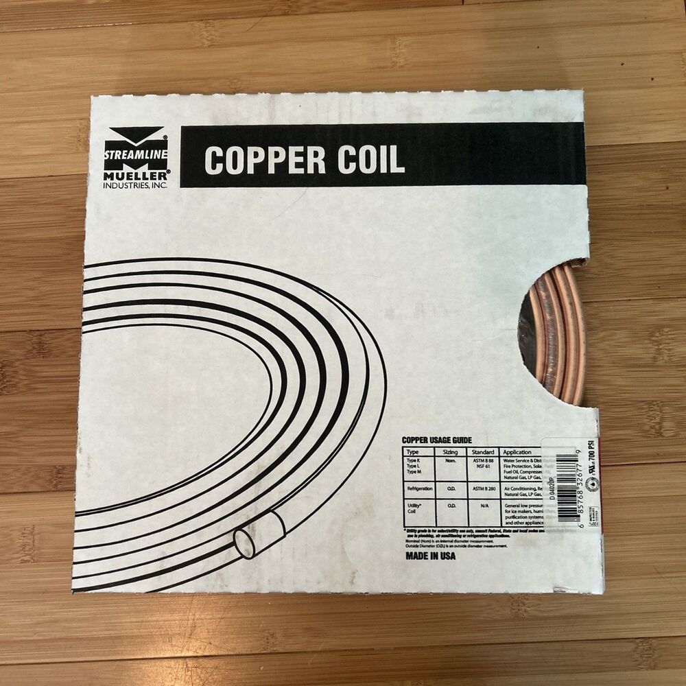 Mueller Streamline Copper Coil Refrigeration 1/4” O.D. 20’ D04020P